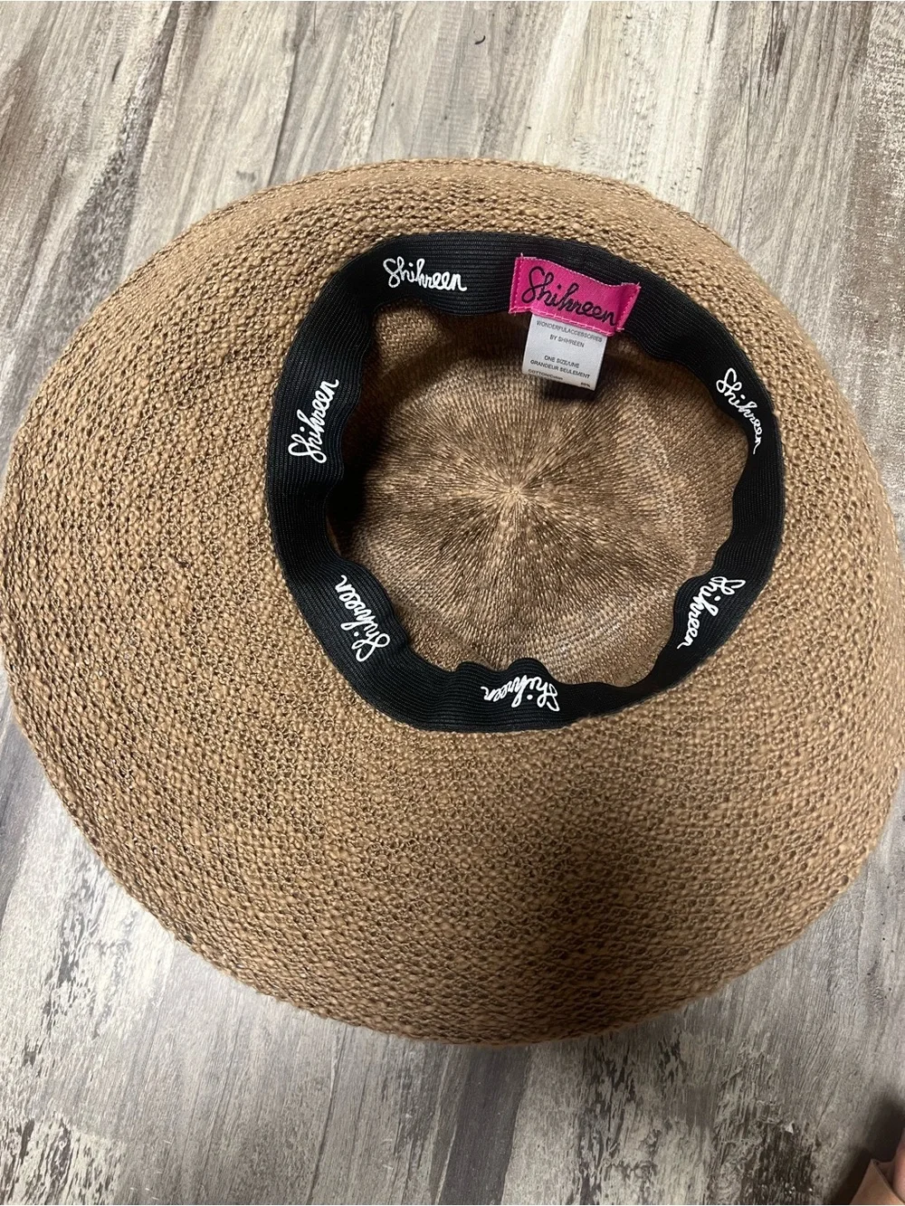 Shihreen Packable Cotton Blend Wide Turn Brim Sun Hat in Tan